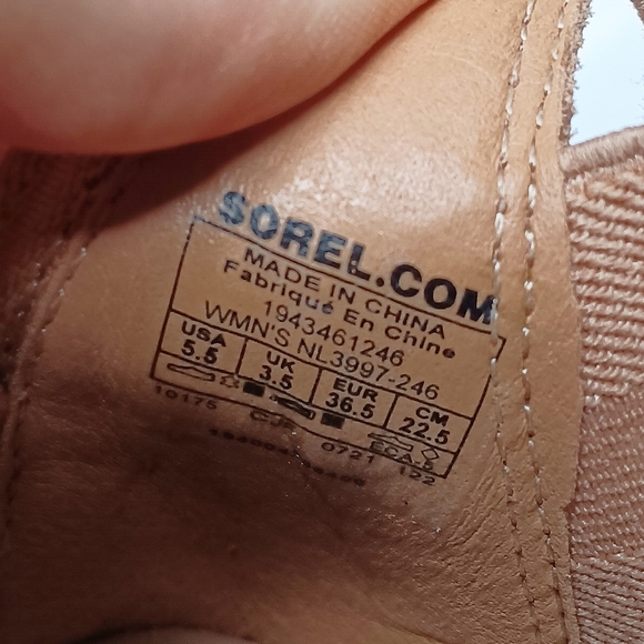 🤎 Sorel Tan Wedge Sandals Ballet Ankle Leather White Womens 5.5 Platform - Picture 12 of 13
